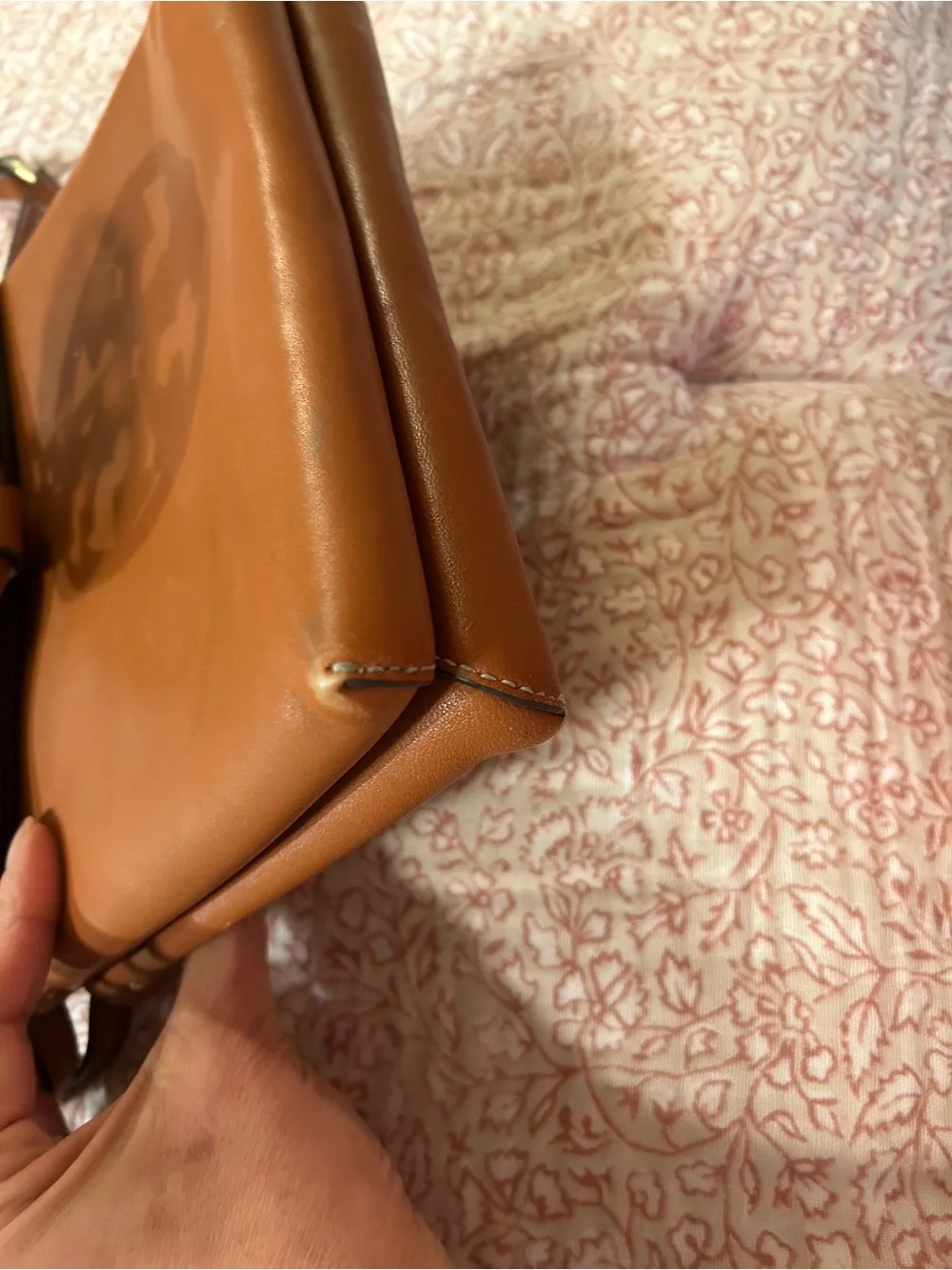 Tory Burch Tan Leather Logo Crossbody Bag